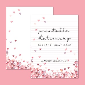 Carta da lettere stampabile, acquerello, cuori, rosa e rosso, carina, a righe, non a righe: ti amo di più