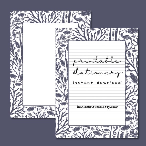 Printable Stationery Instant Download Nautical Fish - Etsy