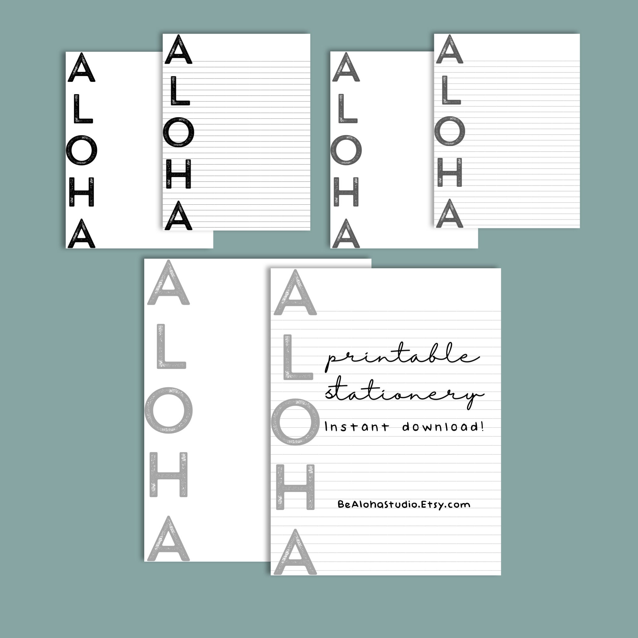 Printable Stationery, Instant Download, Aloha, Hawaiian, Hawaii ...