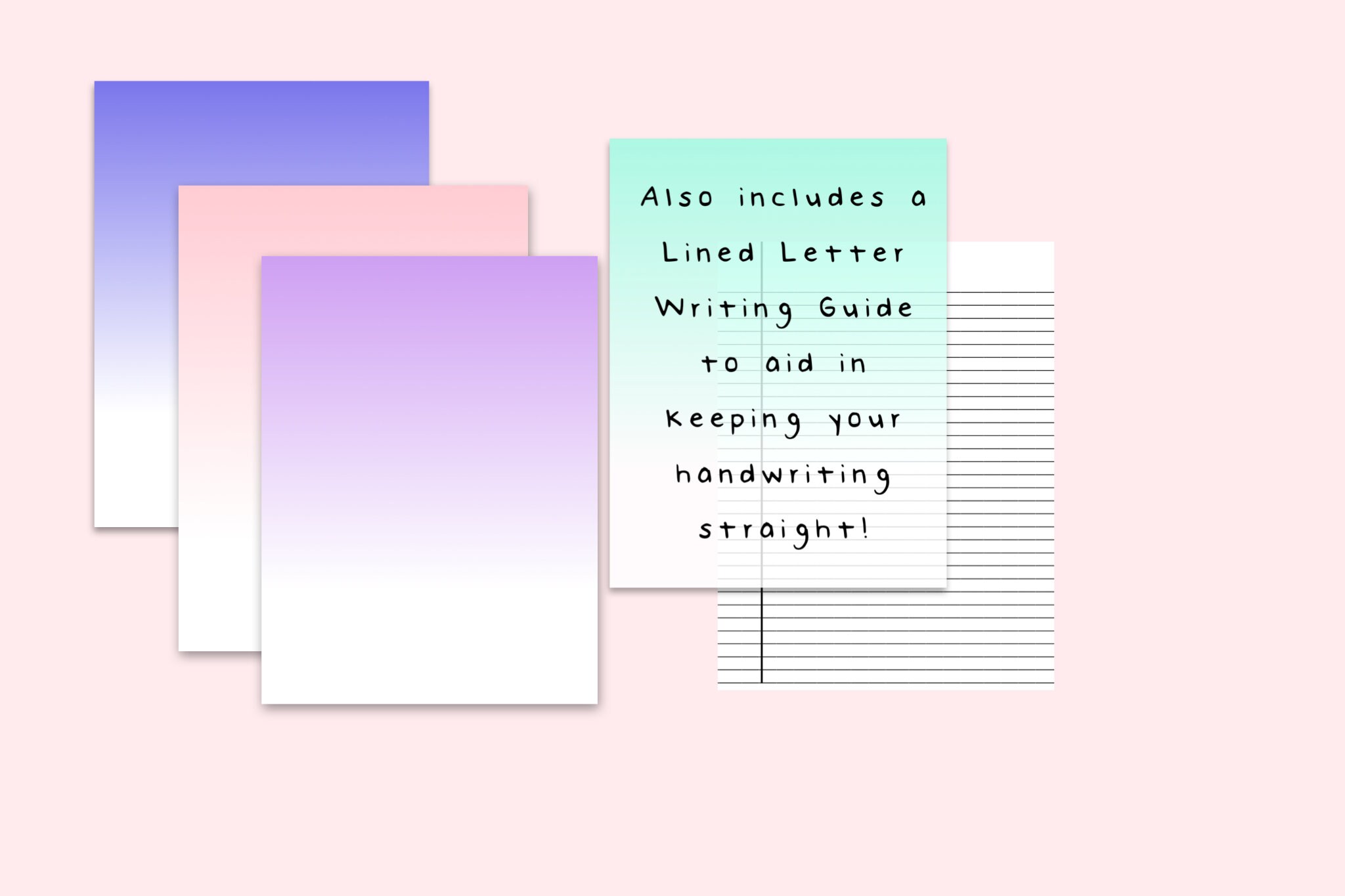 Printable Stationery, Instant Download, Minimalist, Modern, Ombre ...