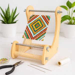 Ultimate Bead Loom Kit – Angled Weaving Loom for Beadwork | Wide MDF Frame with Beads, Thread, Needles & Patterns - Beading Supplies
