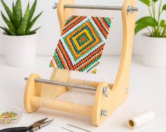 Ultimate Bead Loom Kit – Angled Weaving Loom for Beadwork | Wide MDF Frame with Beads, Thread, Needles & Patterns - Beading Supplies