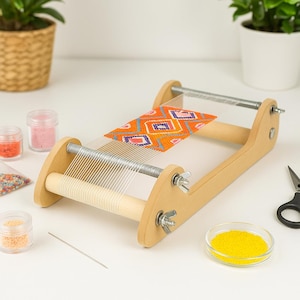 Giant Bead Loom Kit – Wide Loom for Advanced Design | Includes Beads, Needles, Thread & Patterns | Weaving Area 148x165mm - Beading Supplies