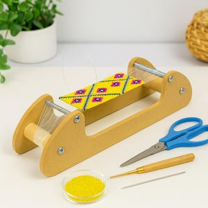Bead Loom Kit for Beginners – Complete Set with MDF Frame, Beads, Needles, Thread & Patterns | Intro to Bead Weaving - Beading Supplies