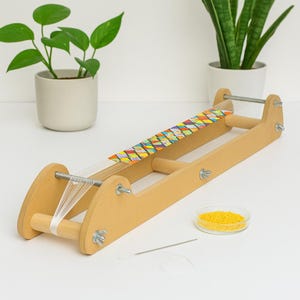 Long Bead Loom Kit – Extended Loom for Large Designs | Complete Beading Kit with Frame, Beads, Thread, Needles & Patterns - Beading Supplies