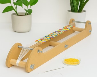 Long Bead Loom Kit – Extended Loom for Large Designs | Complete Beading Kit with Frame, Beads, Thread, Needles & Patterns - Beading Supplies