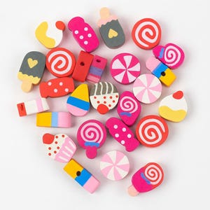 Sweet Treat Beads - 10mm Candy, Cake & Ice Cream Beads - Colourful Beads for Jewellery Making - Pick n Mix Bead Pack - Sold in Packs of 10