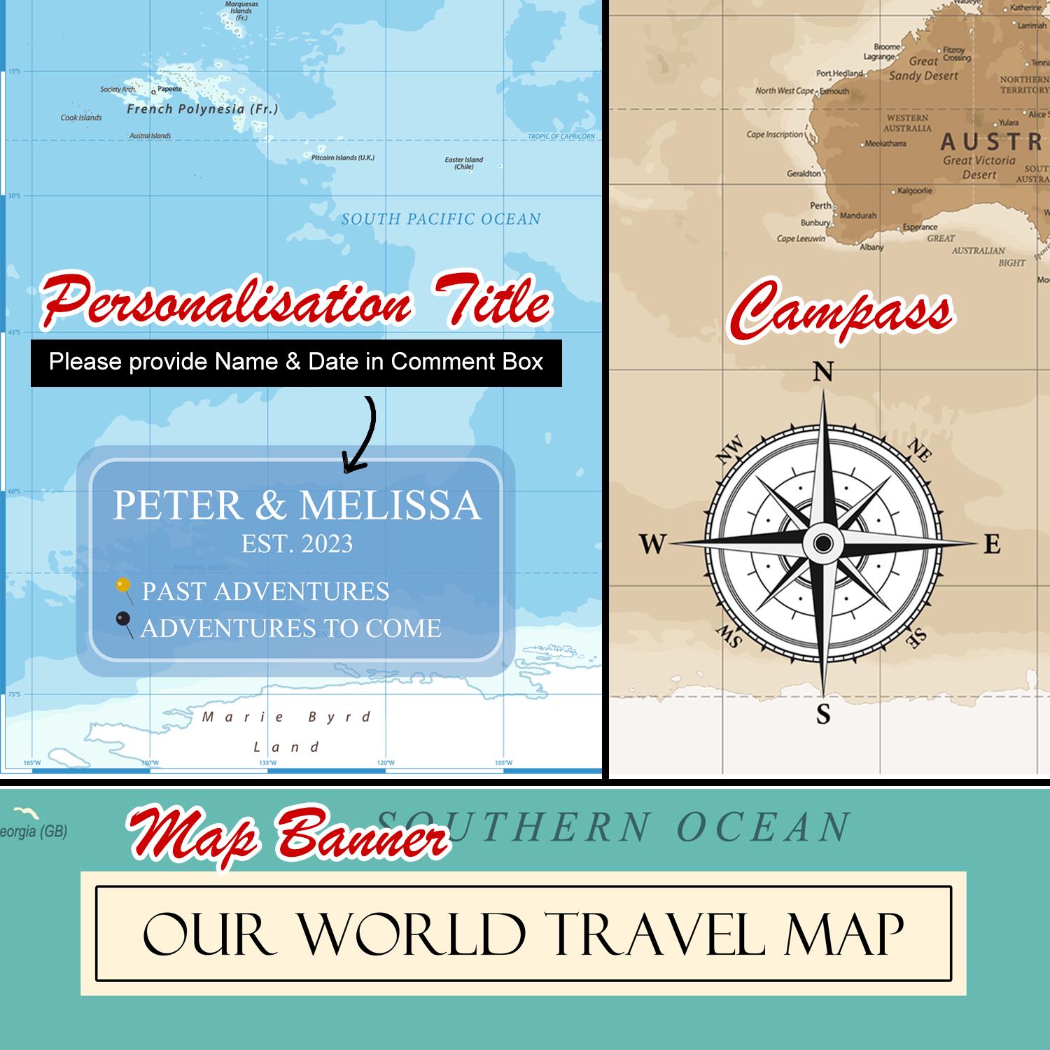 Travel Pin Map.pdf Large Detailed Push Pin Travel Map, Personalized Travel Tracker Canvas ...