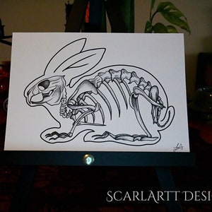 Rabbit Skeleton Print - Etsy