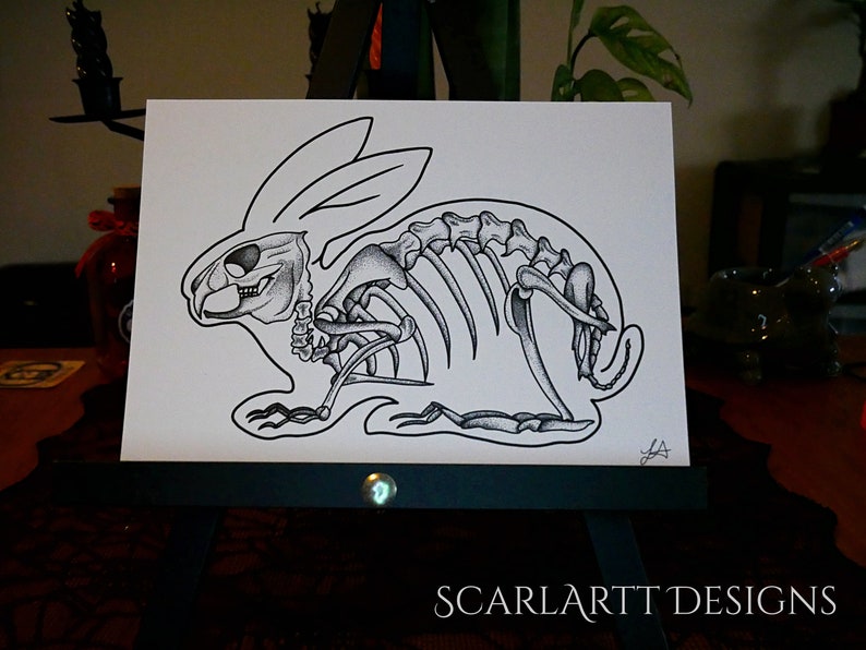 Rabbit Skeleton Print - Etsy