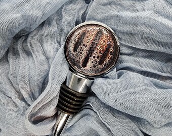 Wine Stopper Stainless Black White Rich Red Violet Lightning Series Hand Fired  MADE IN ALASKA