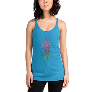 Alaska Fireweed Wildflower Hiking Women&#39;s Racerback Tank