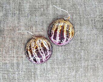 Lightning Series Disc Hand Fired Glass Black White Transparent Purple Pink Orange Beach Vacation Earrings MADE IN ALASKA