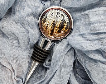Wine Stopper Stainless Black White Citrus Lightning Series Hand Fired  MADE IN ALASKA