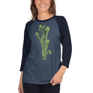 Alaska Fiddlehead Fern Hiking Outdoor 3/4 sleeve raglan shirt