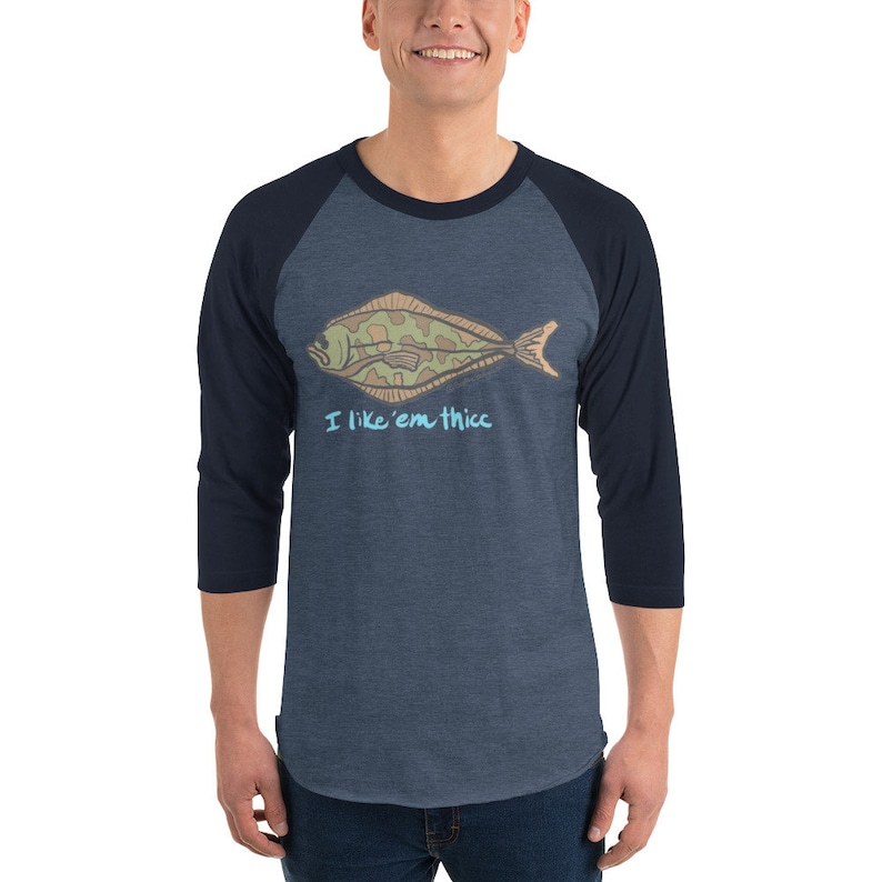 Alaska Thicc Halibut Saltwater Fishing 3/4 Sleeve Raglan Shirt Etsy
