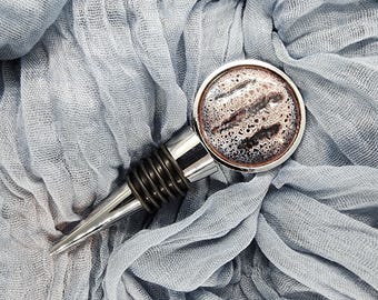 Wine Stopper Stainless Black Smoke Lilac Lightning Series Hand Fired  MADE IN ALASKA