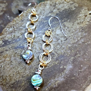 Alaskan Ketchikan Rain Chains with Abalone Silver Earrings MADE IN ALASKA