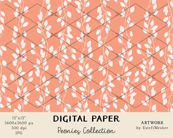 Botanical Digital Paper, Seamless Design, Digital Background, Printable Paper, Scrapbook Background, Botanical Background, Printable Pattern
