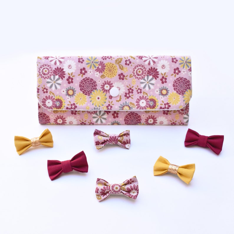 Pochette à barrette Rose Fleuri Vendu avec ces 6 barrettes afbeelding 2