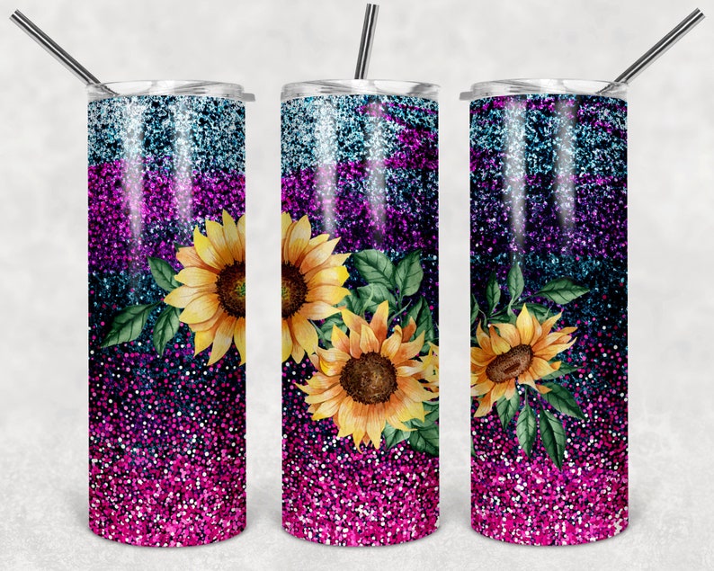 Download Glitter Sunflower Skinny Tumbler sublimation designs | Etsy