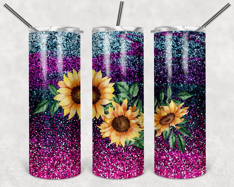 Download Glitter Sunflower Skinny Tumbler sublimation designs | Etsy