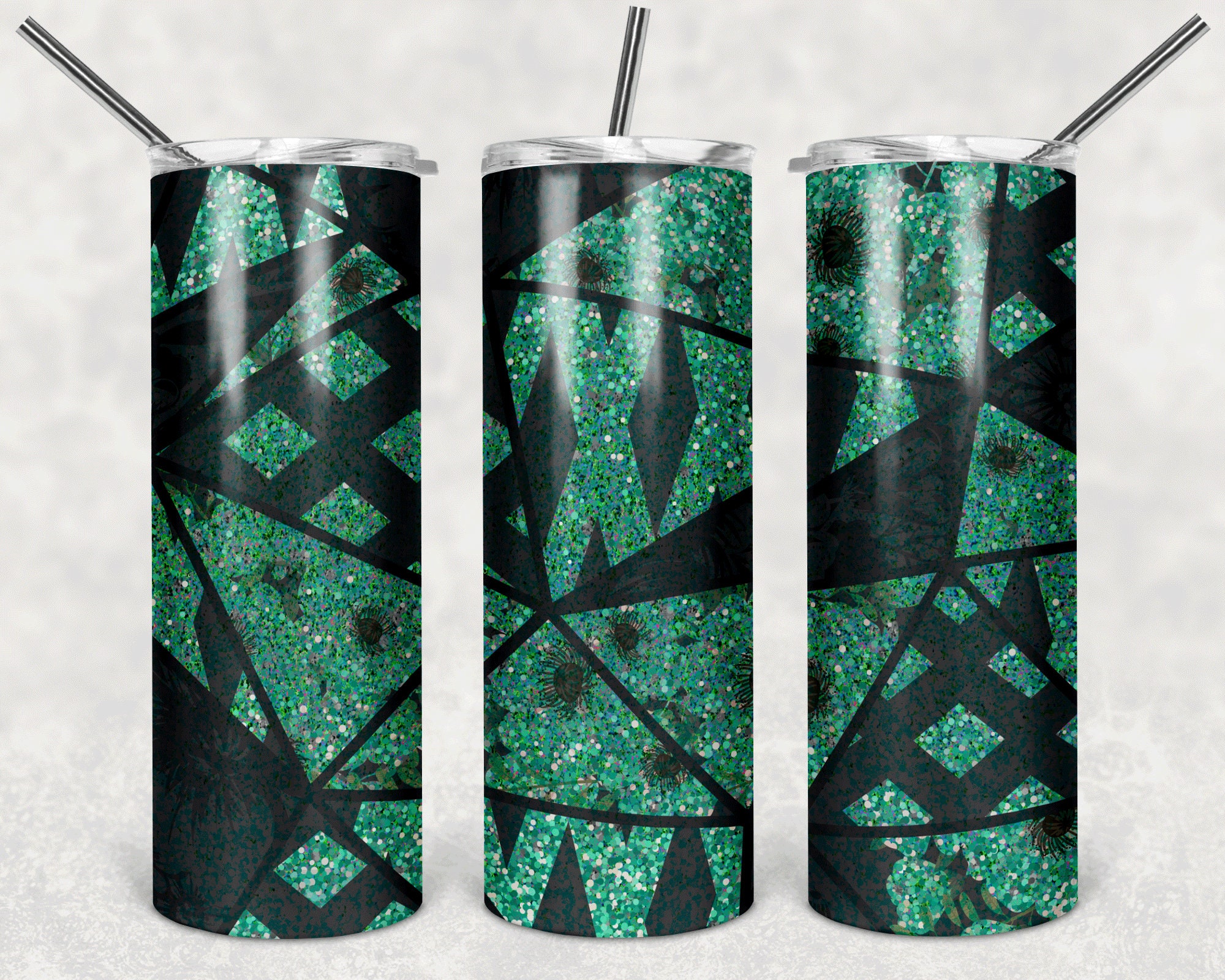 Stained Glass 20 oz Skinny Tumbler sublimation designs Green Etsy