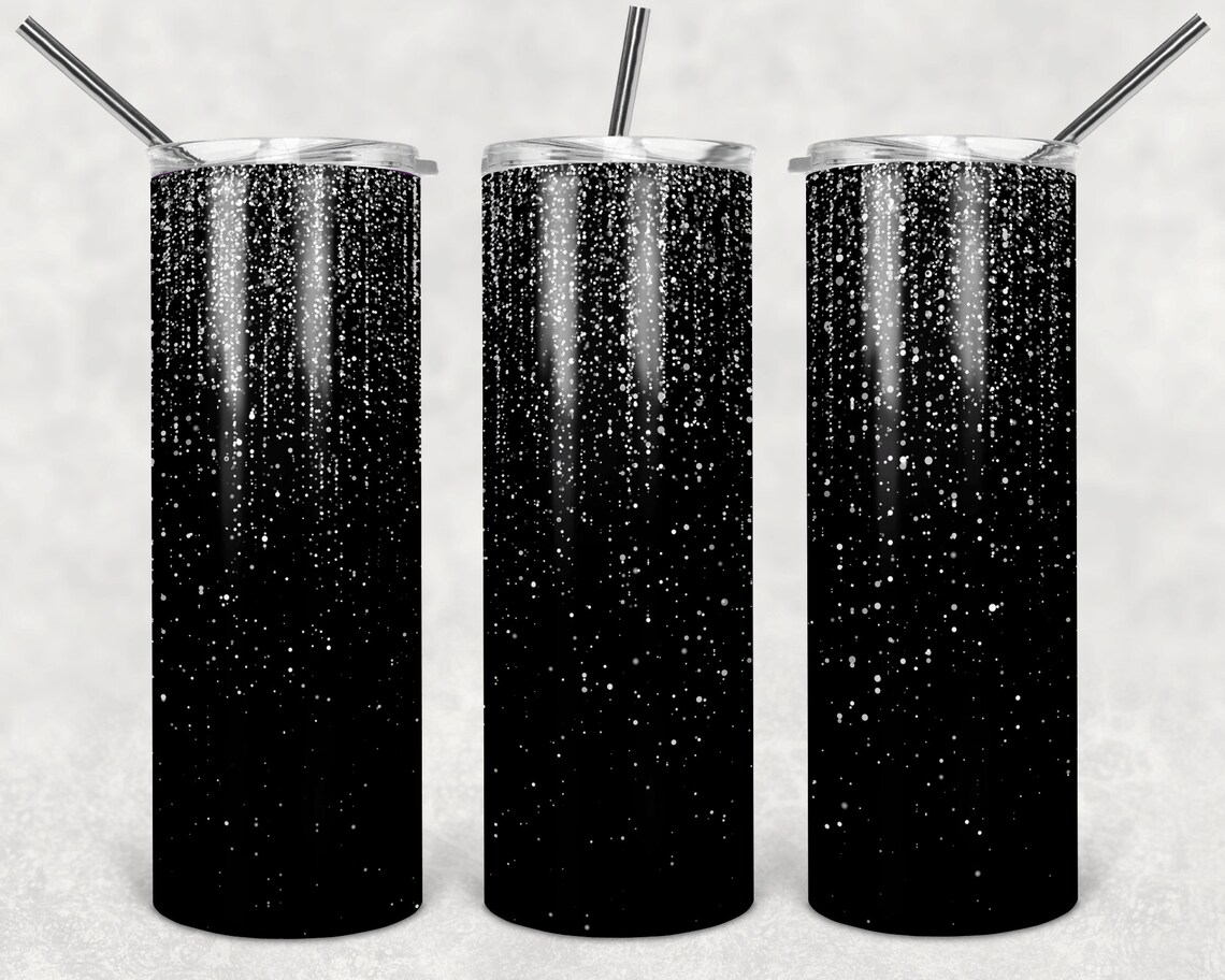 Black Matte Glitter Skinny Tumbler sublimation designs Etsy