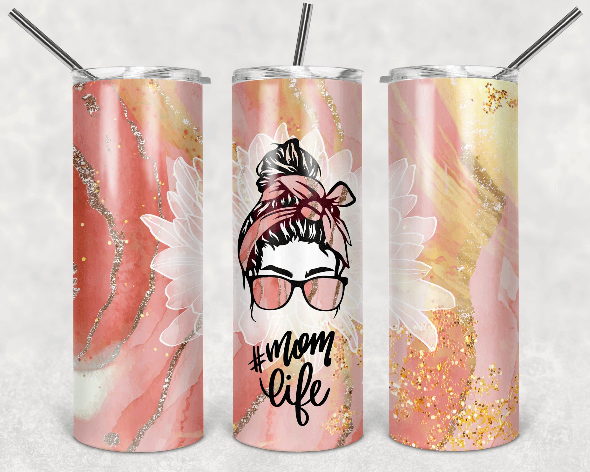 Mom Life Tumbler PNG Mom Bun 20 oz Skinny Tumbler Sublimation Etsy