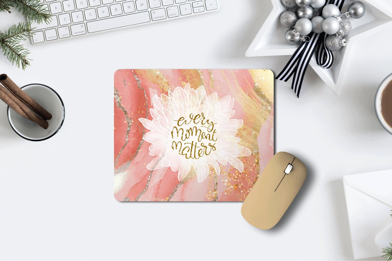 Mouse pad sublimation PNG Digital Download White Floral Pink Etsy