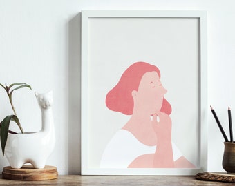 Thoughtful Art | Female Portrait Print | Room Decor | Printable Art | Wall Art