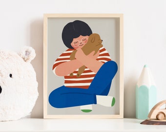 Dog mom | Dog hugs  | Nursery Wall Decor | Room Decor | Printable Art | Relaxing Wall Art