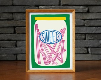 Mason Jar with Sweets | Pink Sweets  | Nursery Wall Decor | Room Decor | Printable Art | Relaxing Wall Art