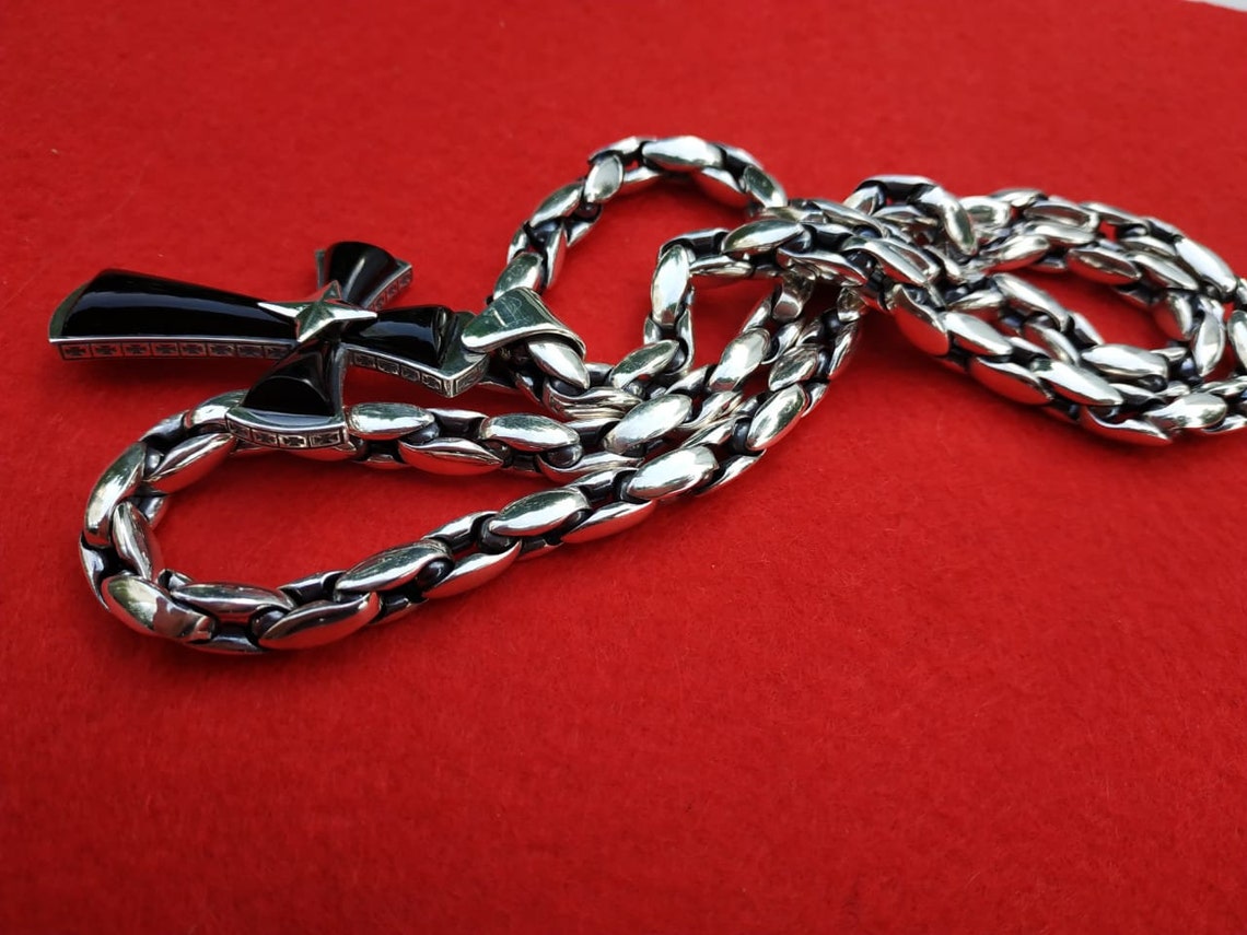 Mens Silver Necklace Mens Silver Chain Mens Necklace Silver Etsy