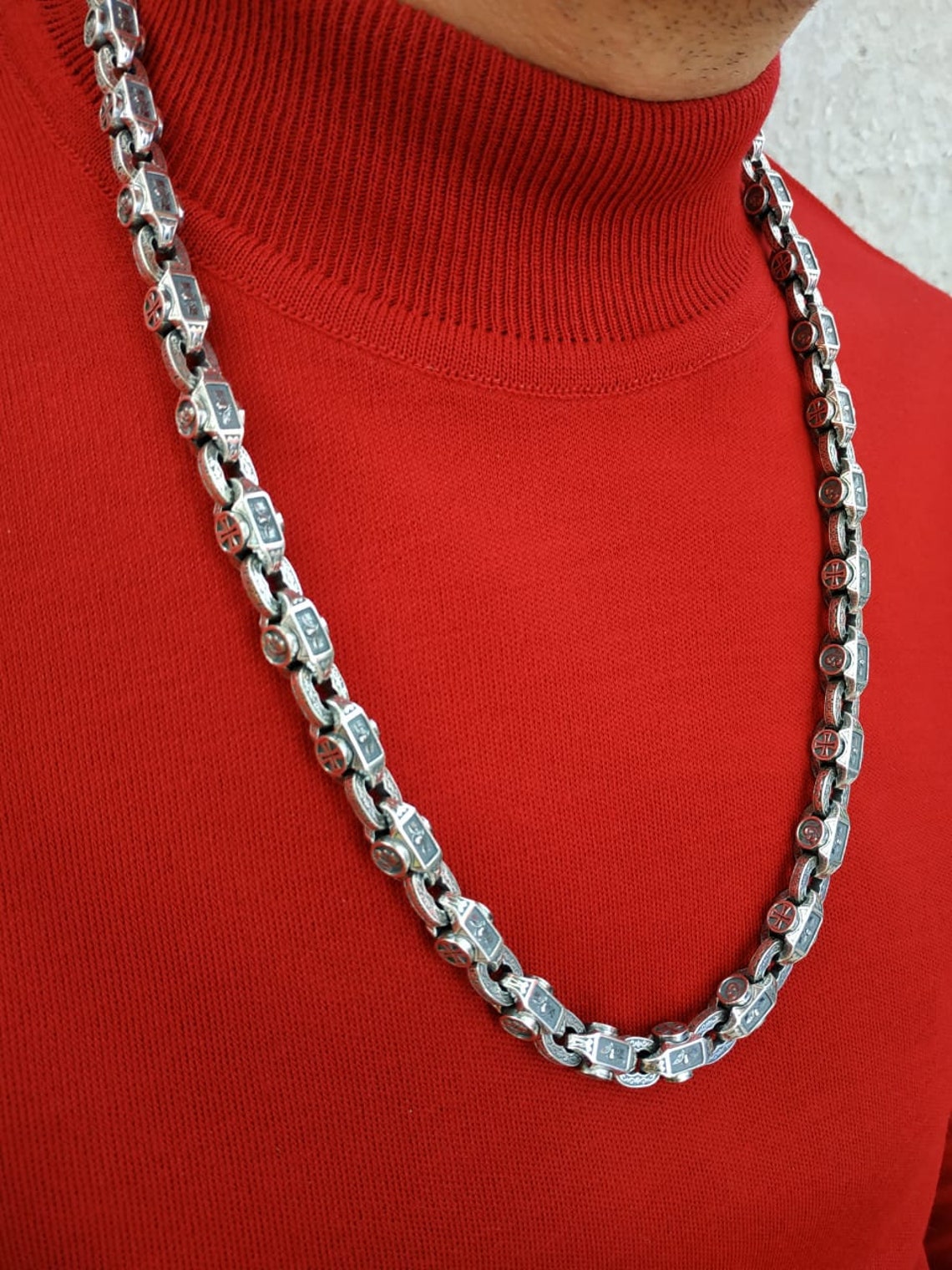 925 Sterling Silver Necklace for Men Solid Sterling Silver Etsy