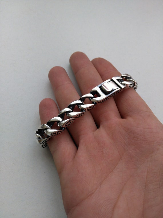 Sterling silver biker best sale bracelet