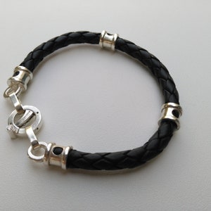 925 Sterling Silber Lederarmband; Herren Silber Armband; Silber Armband für Männer; Herren Armband handgefertigt; Herren Schmuck; Biker