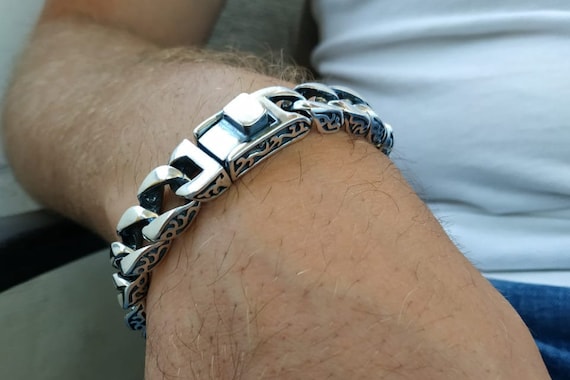 Sterling silver 2025 biker bracelet