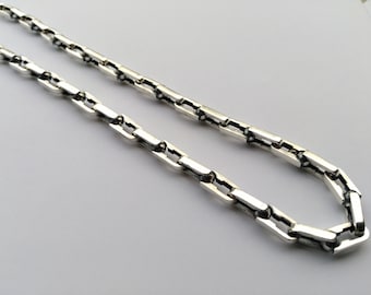 Men's silver chain; mens silver necklace; 925 sterling silver necklace; silver chain for men; mens necklace handmade; bikers silver jewelry