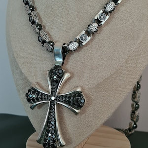 Collana Uomo Donna Argento Placcato Con Ciondolo Croce 45 Cm