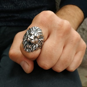 Mens silver ring; 925 sterling silver rings; handmade; silver rings for men; mens silver jewelry; mens jewelry handmade; silver ring lion