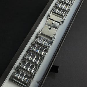 925 sterling silver watch bracelet with stones; watch strap 23-26 mm wide