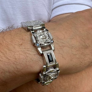 Silver bracelet for men; 925 sterling silver mens bracelet; Gargona jellyfish heads