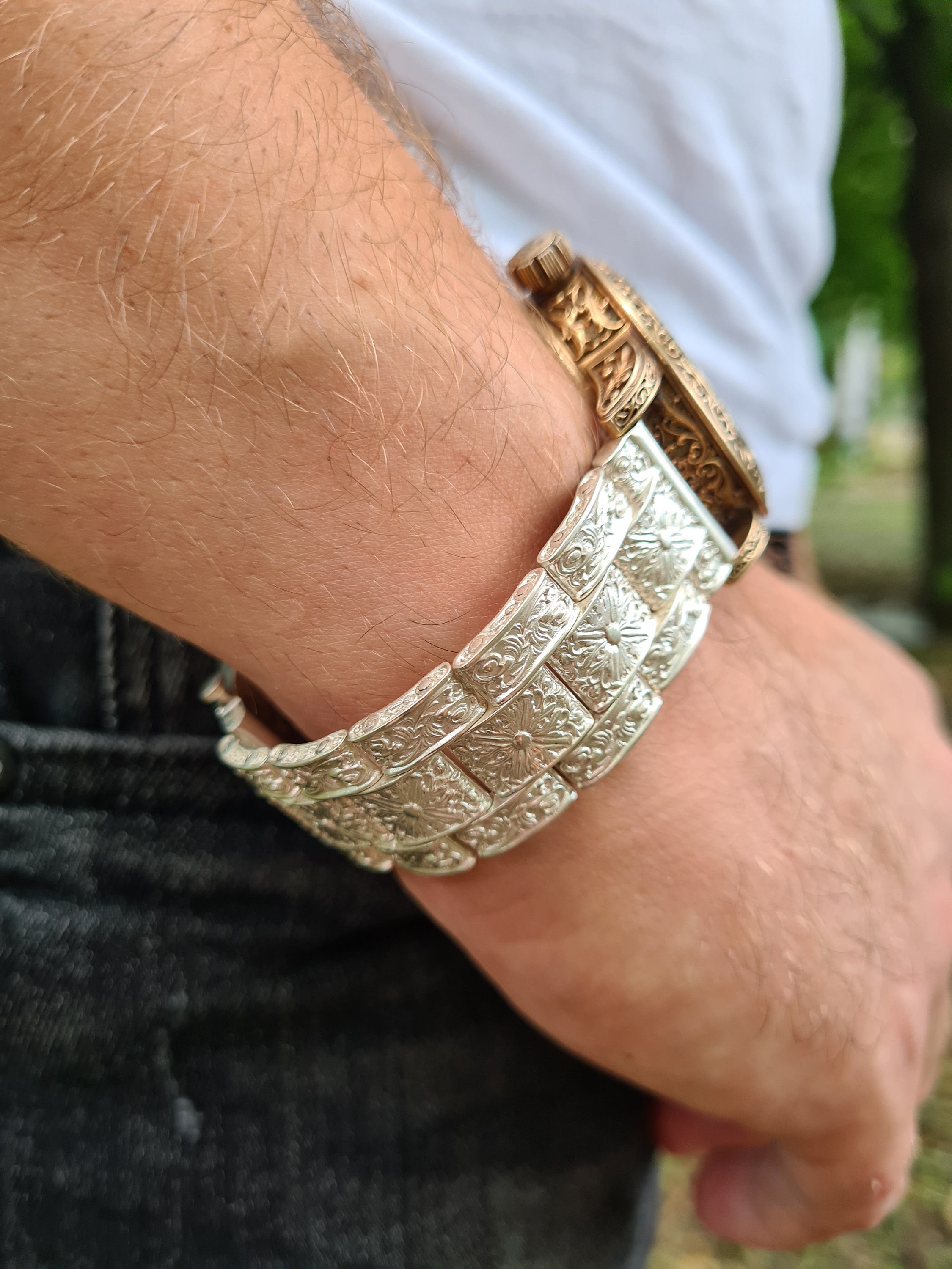 925 Sterling Silver Watch Bracelet Mens Watch Bracelet 20 Mm 