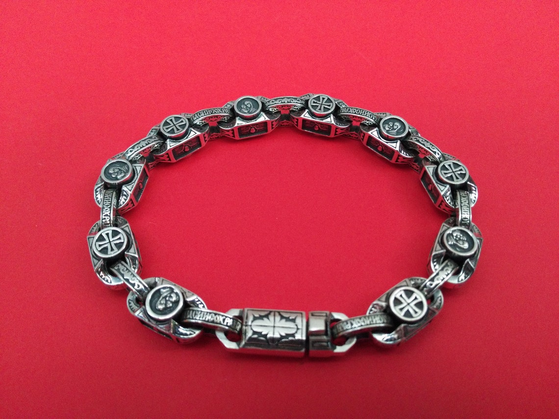 Mens sterling silver bracelet silver bracelet for men gothic Etsy