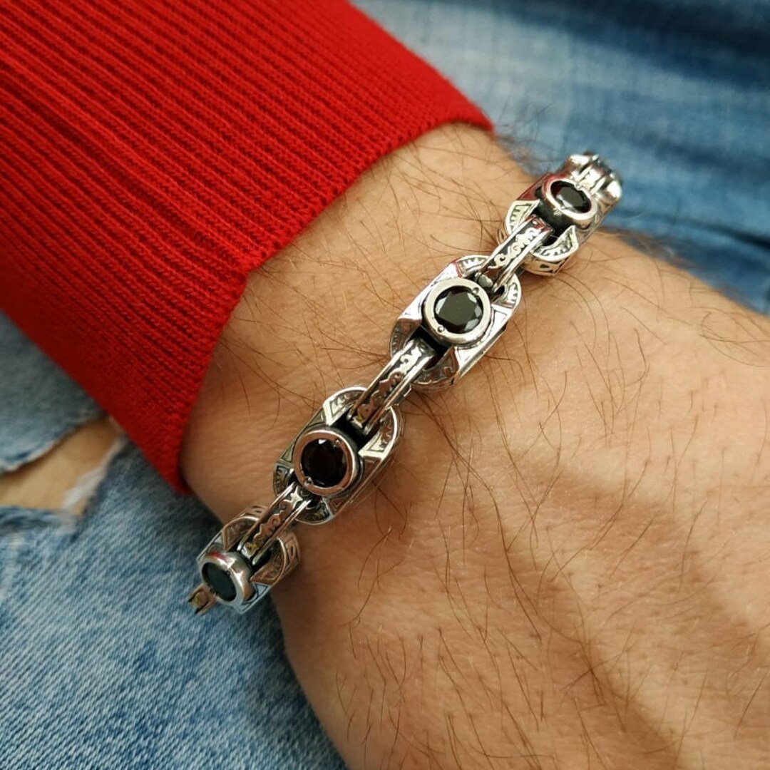 Mens Bracelets Silver 925 Sterling Silver Bracelet Mens Etsy