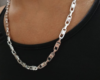 Mens silver necklace; mens silver chain; silver necklace for men; 925 sterling silver necklace; mens chain handmade; 925 silver necklace