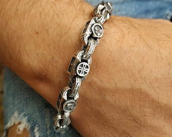 Mens sterling silver bracelet; silver bracelet for men; gothic silver bracelet; mens bracelet silver; mens jewelry handmade; men's necklace