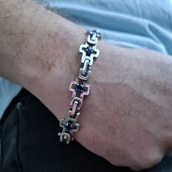Mens Silver Bracelet Etsy
