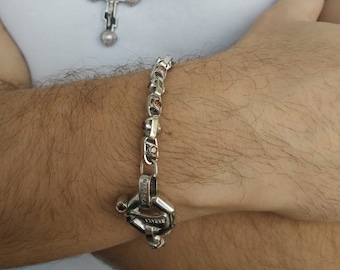 925 sterling silver bracelet for men; men's bracelets; mens silver bracelet; mens bracelet handmade; mens bracelet silver; bikers bracelets